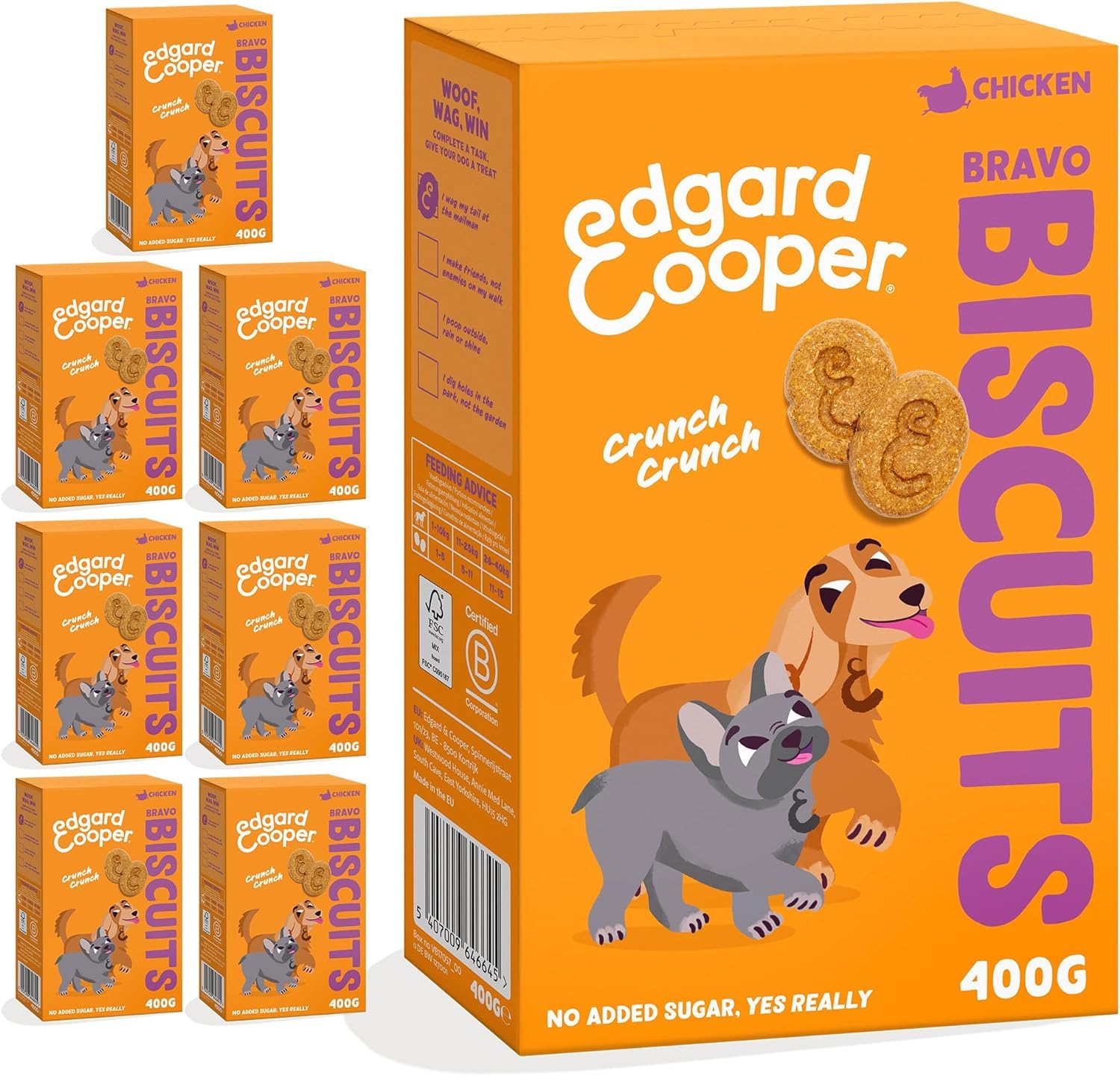 Edgard & Cooper Golosinas naturales - Galletas para Premiar - Pollo - (7 x 400g), Sin cereales, rico en proteína y carne fresca , llena de aminoácidos esenciales para un estómago sano