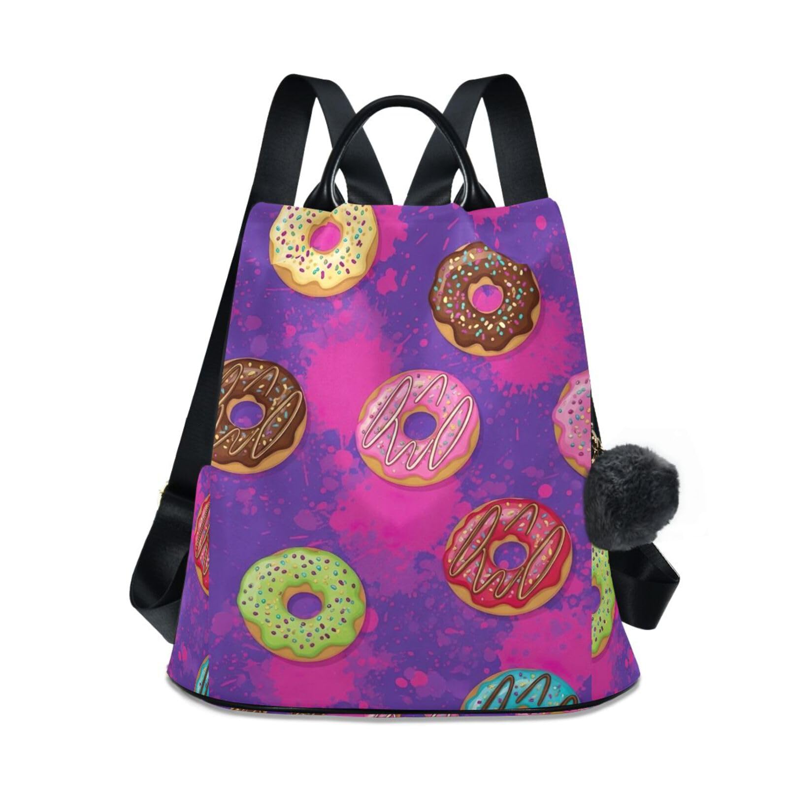 Mochila antirrobo con donas de dibujos animados para mujer con bolsillo trasero 8