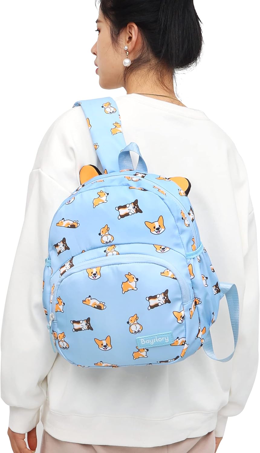 12 Inch Corgi Kids School Cute Mini Backpack Durable Waterproof Multipurpose Ergonomic And Comfort for (blue) (KIDS-BP-01)
