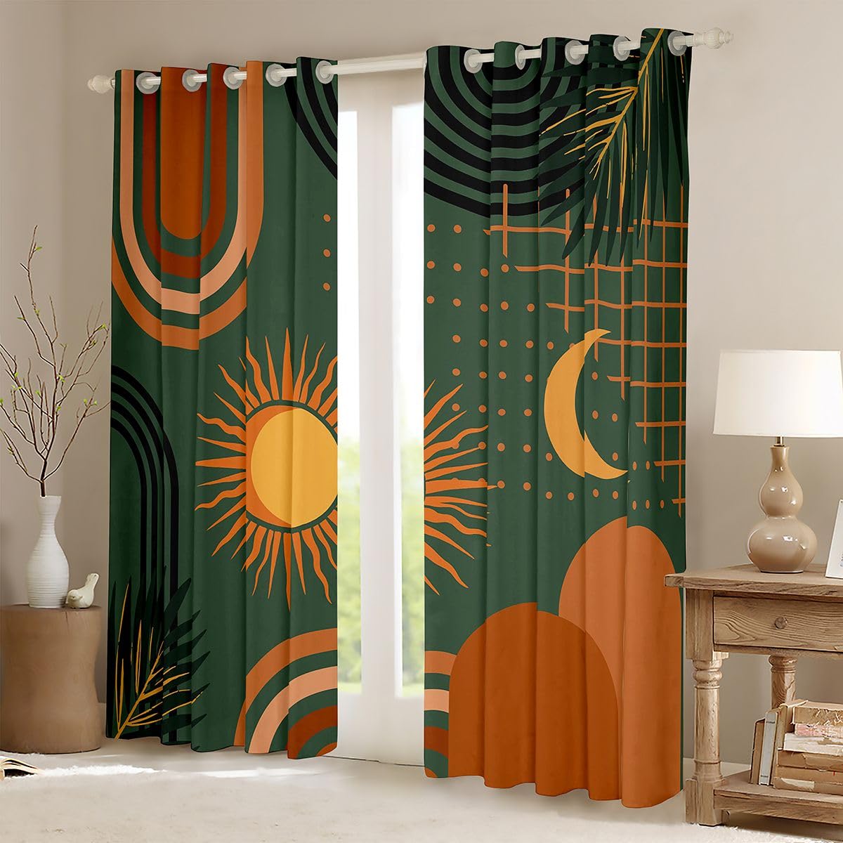 Homewish Lot de 2 Rideau Occultant 140x245cm Boho Milieu du Siècle