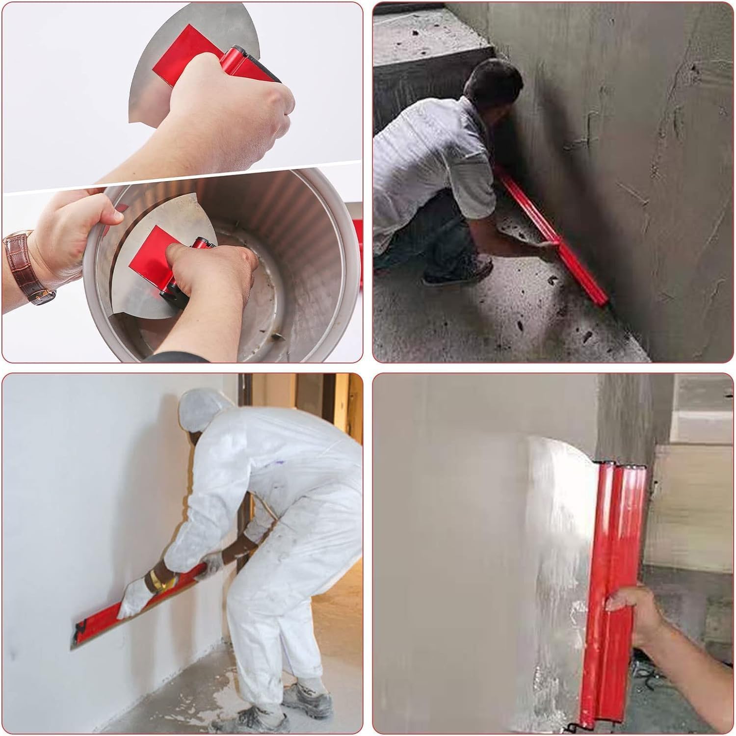 Spatola per Stucco Spatola in Acciaio Inox Kit Spatole per Lisciatura Spatola di Finitura con Maniglia di Estensione e Lama di Ricambio (25+40+60+80 cm)