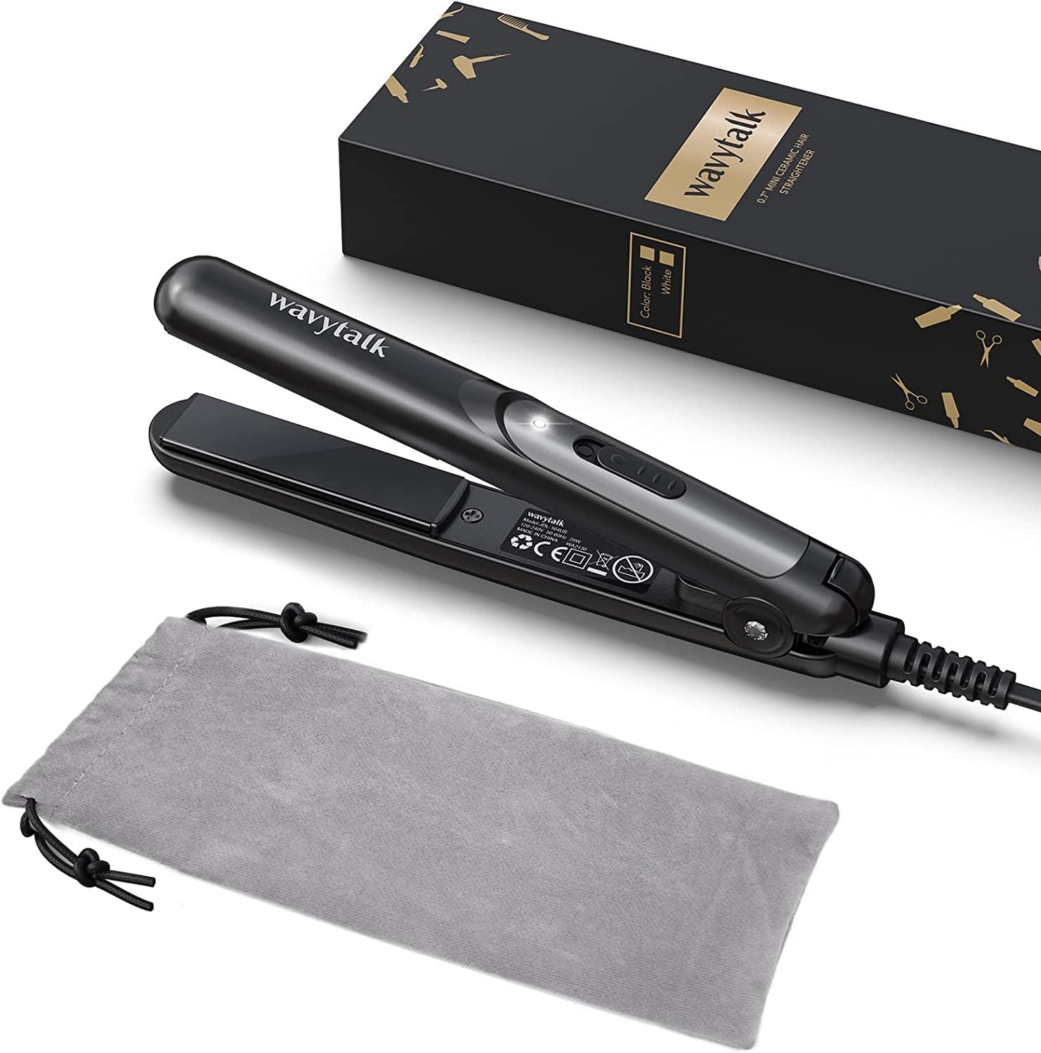 Mini Hair Straighteners, Ceramic Mini Hair Straightener for Short Hair, Curls Bangs, Travel Straighteners Dual Voltage Black.