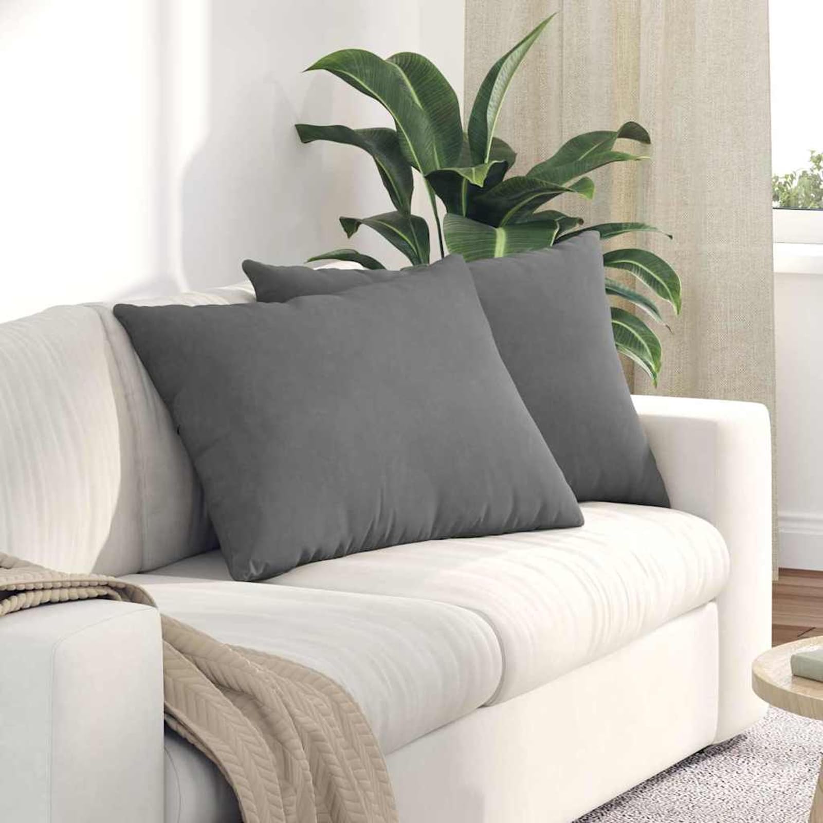 Cuscini da divano, 2 pezzi, grigio scuro, 70 x 50 cm, tessuto sfoderabile, con imbottitura in poliestere, per soggiorno e camera da letto