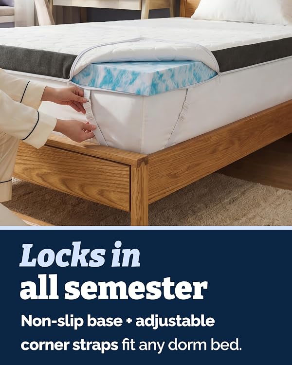 Memory Foam Mattress Topper & Cooling Cover - Dorm Room Essentials - 3 Inch by CGK Unlimited - Image 6