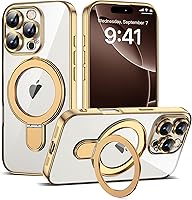 Vista 164 de Funda compatible con iPhone 12 con soporte de anillo magnético invisible [compatible con Mag-Safe] [Protector completo de lente de cámara] Funda