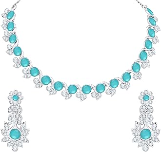 Atasi International Crystal Necklace Jewellery Set with Earrings for Women and Girls| Stylish Accessory for Parties, Weddings, and Festivals | Ideal Gift for Special Occasions