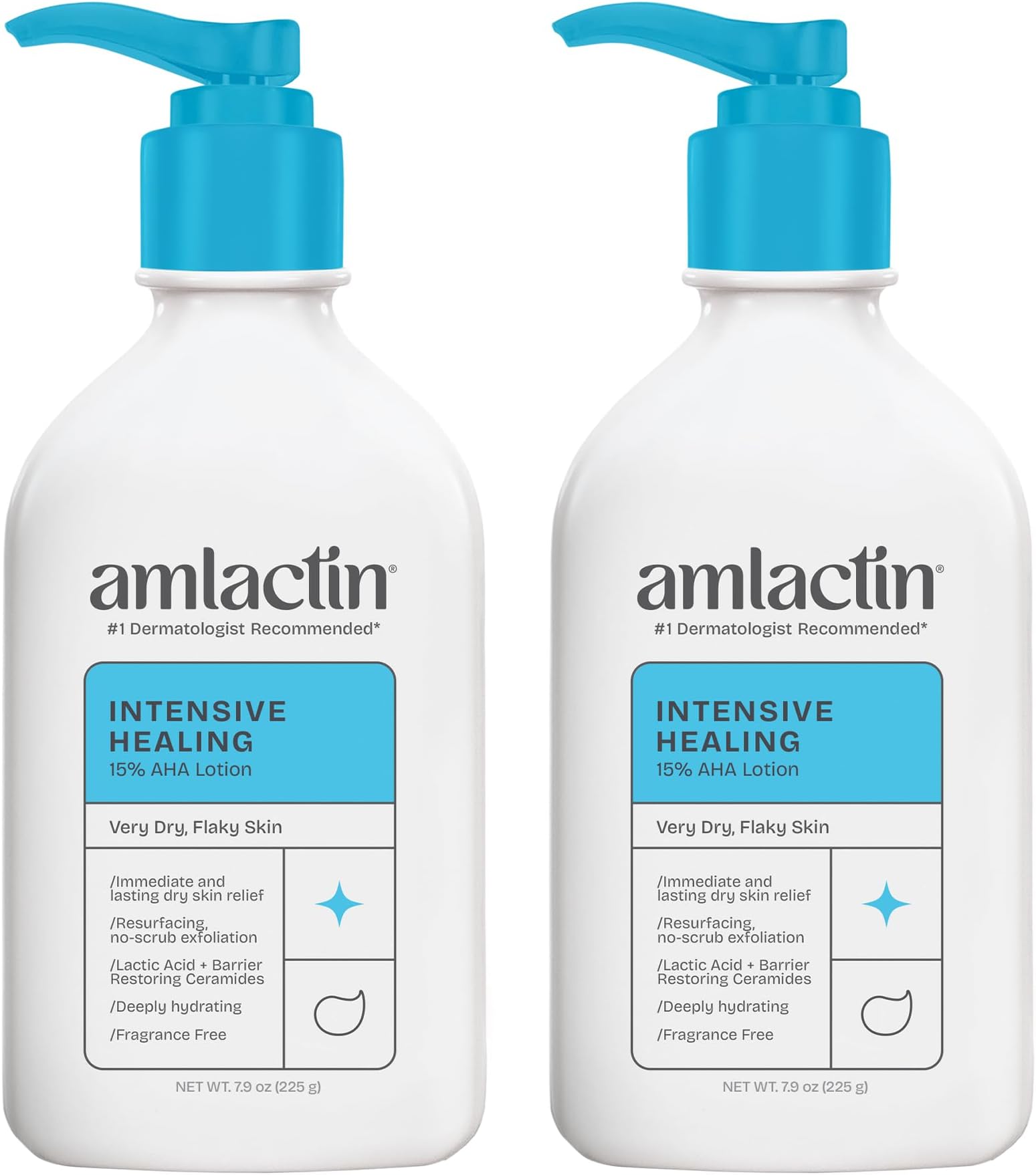 AmLactin Rapid Relief Restoring Lotion + Ceramides Twin Pack, (2) 7.9 Ounce Bottles, Paraben Free