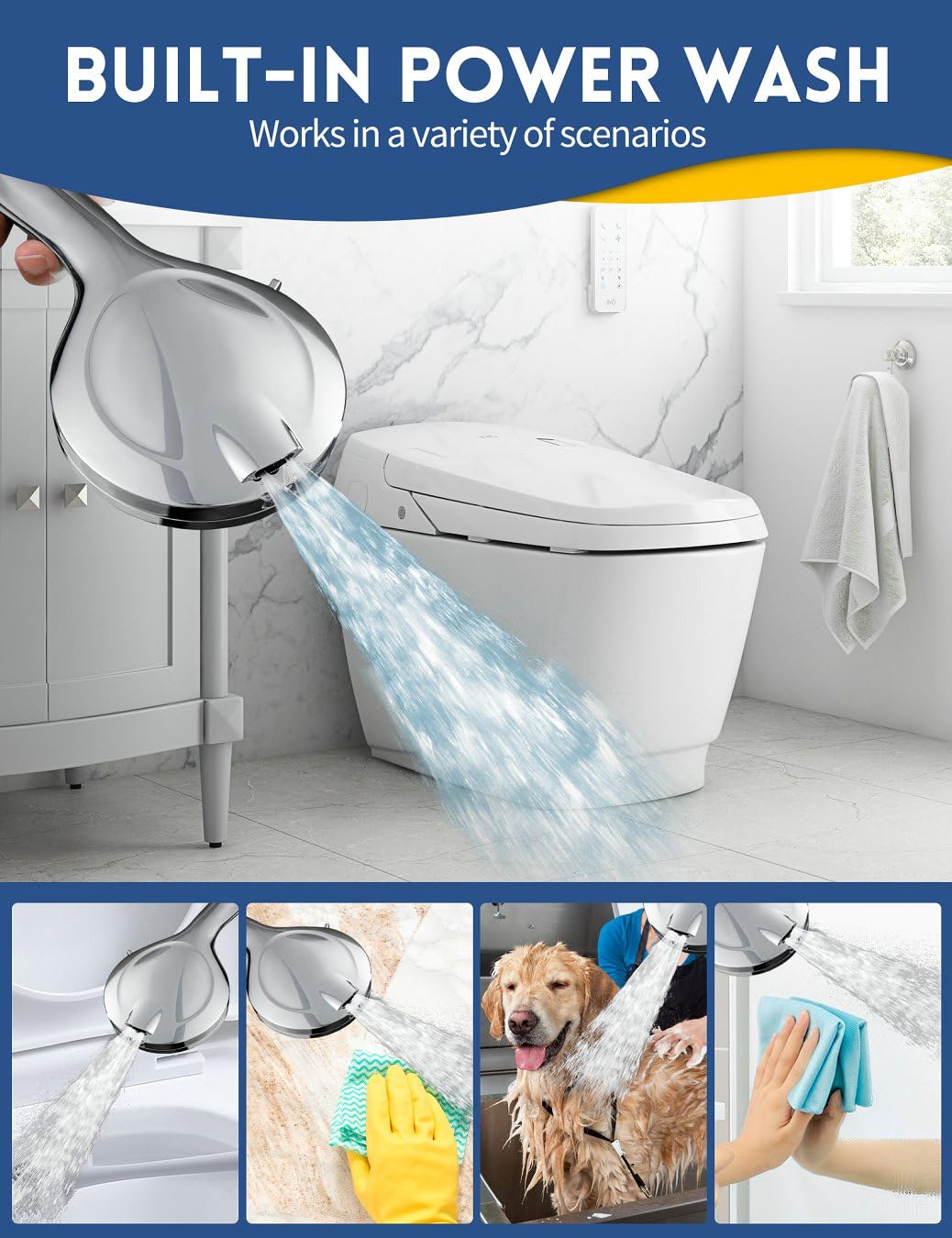Pommeau de douche filtré avec poche et tuyau, 10 modes de pulvérisation, pommeau de douche haute pression pour eau dure, filtre amovible économie d'eau avec perles, finition chromée, certifié