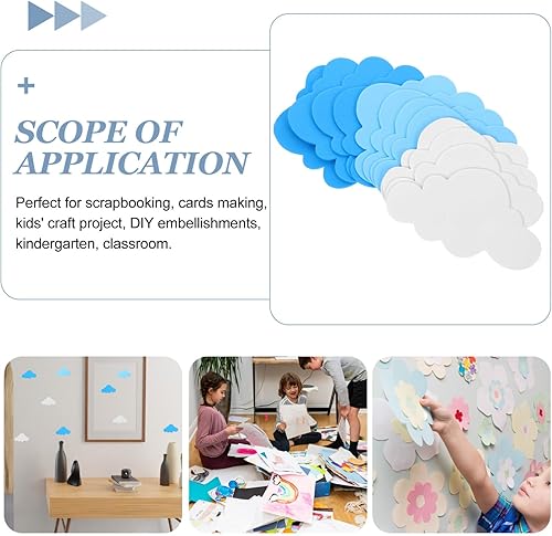 Miniatura 6 de TOVINANNA Calcomanías de pared de nubes, vinilo de EVA autoadhesivo para pared, decoración para jardín de infantes, aula, nubes para niños,