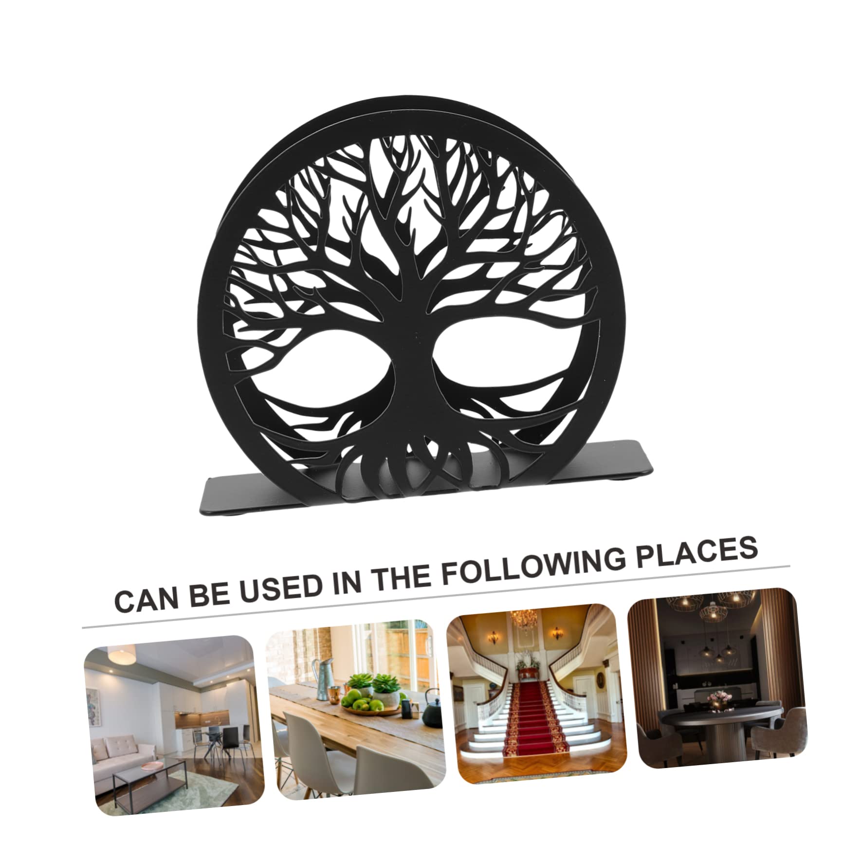Mikinona Portatovaglioli da Cucina in Acciaio Inossidabile Nero Design Traforato Resistente e Facile Accesso, per Decorare Tavoli in Casa e Durante le Feste