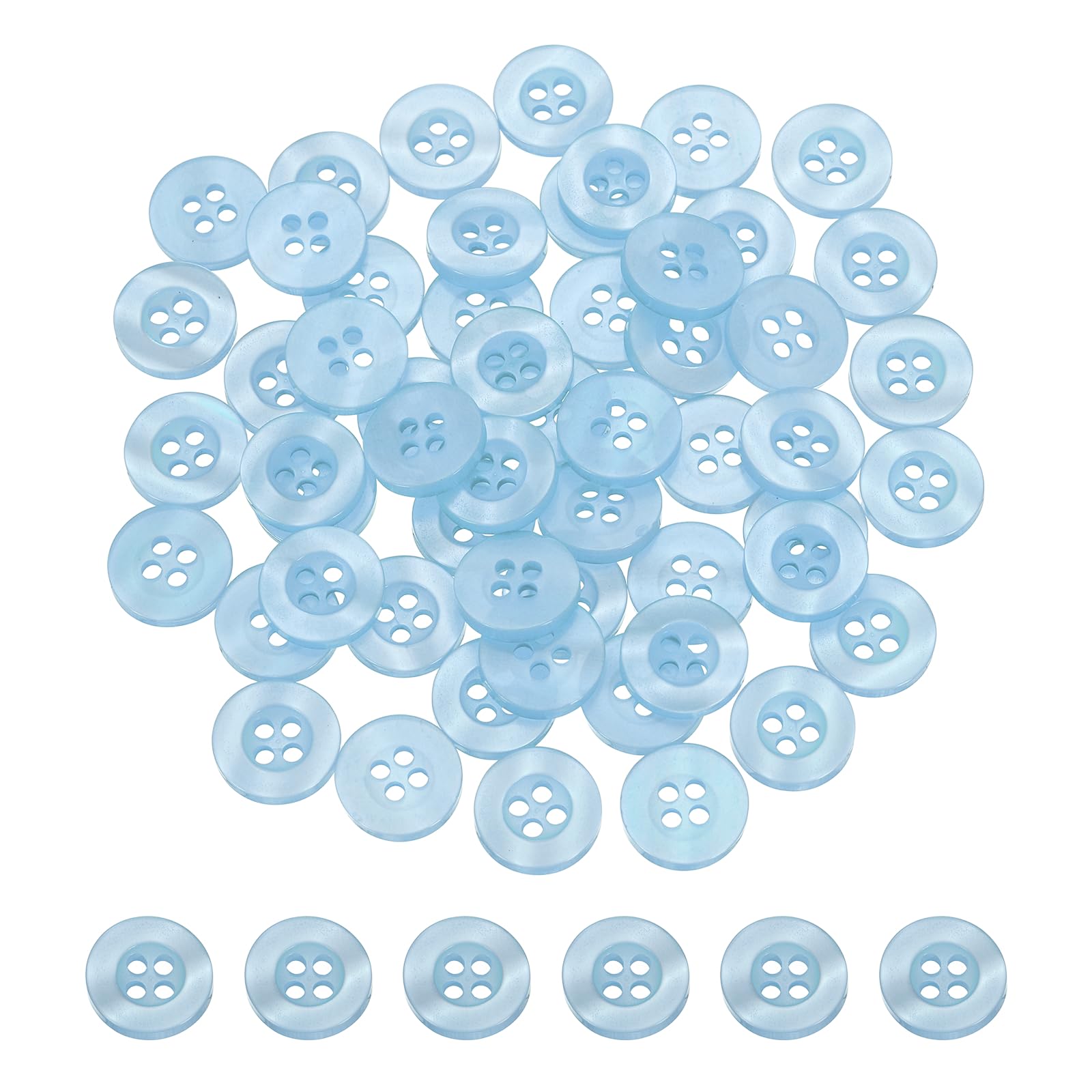 sourcing map 150 Pcs Sewing Shirt Buttons, (15/32") 11.5mm Resin Round 4-Hole Decorative Flatback Button for DIY Crafts Sweater Shirts Cardigan Coats Pants Shorts, Blue