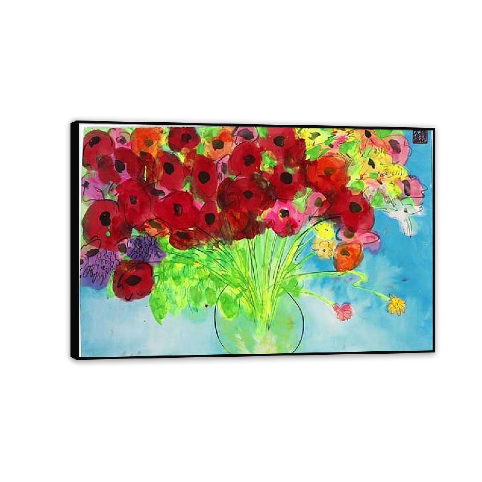 Coquelicots Walasse Ting tableau peinture sur toile compact contre les murs vides - 8