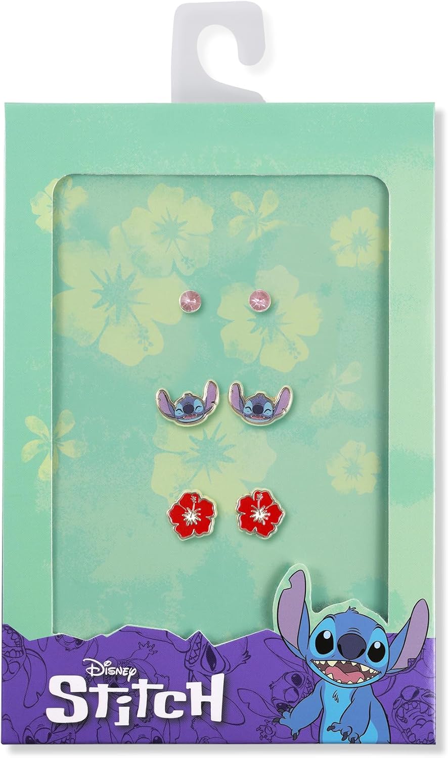 Disney Lilo & Stitch Multicoloured enamel Costume 3pc Earring Set SH00622YRPL,One Size,SH00622YRPL AMZ, One Size, Metal, Abalone