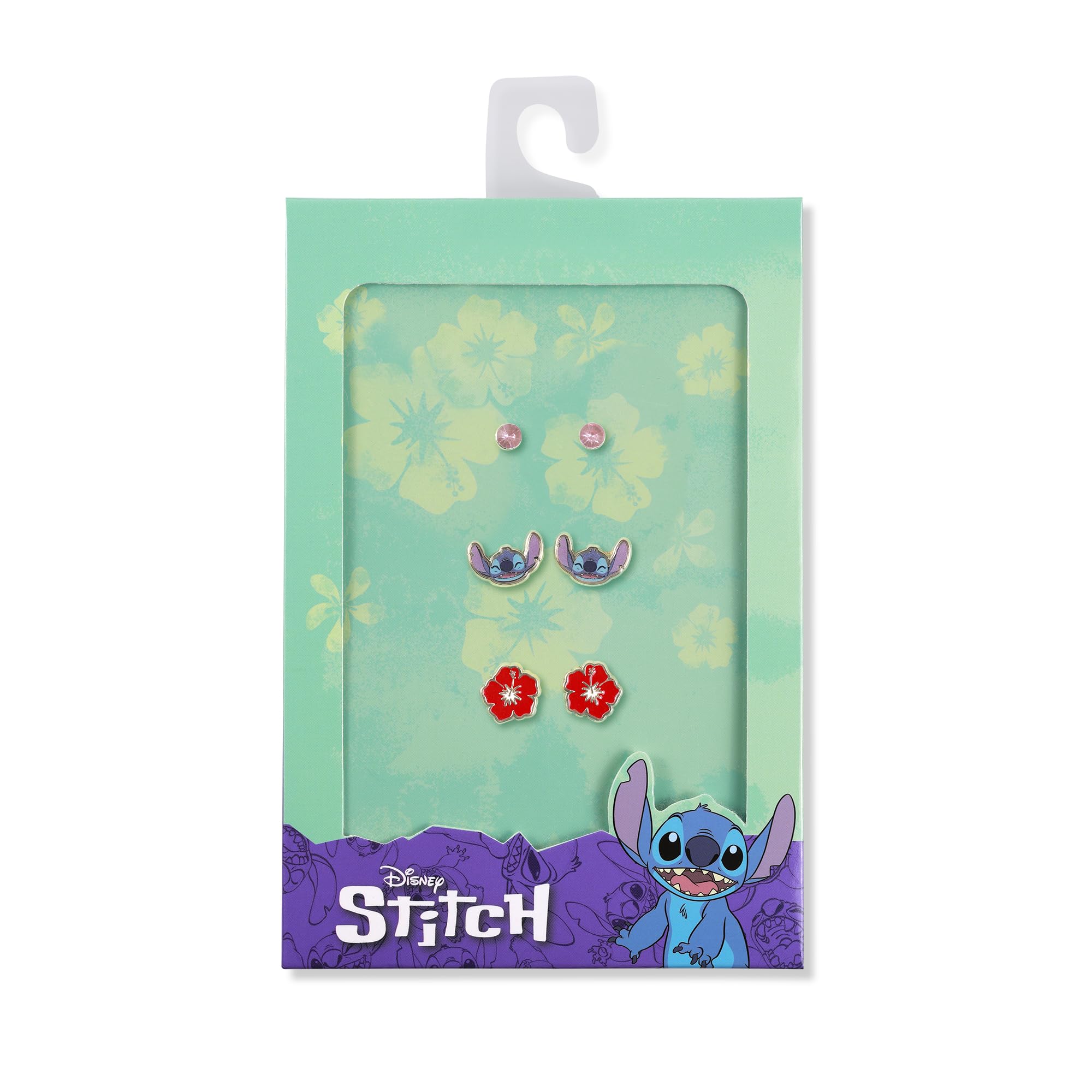 Set 3 Pendientes Stitch Flor