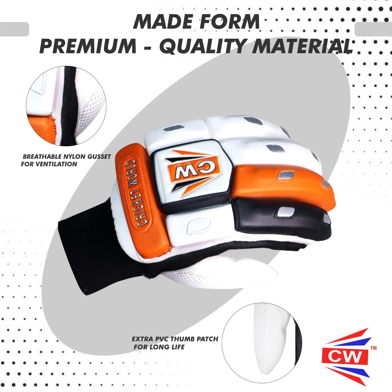 CW CROWN Gants de cricket pour batteur de cricket - Pour homme - Taille homme - Pour droitier - Gauche - Adulte