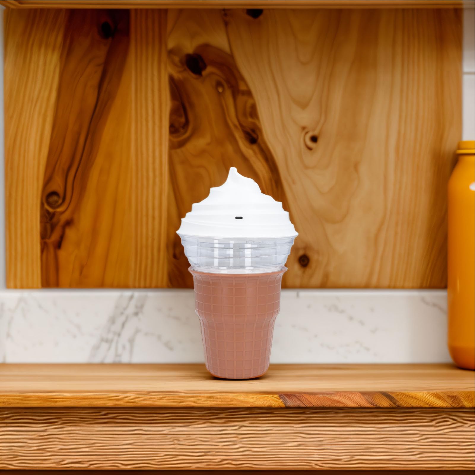 Máquina Eléctrica para Hacer Helados, Máquina de Helado de Capacidad de 450 Ml con Cuchara, Máquina de Yogur Helado con Funcionamiento con un Botón para Helado Casero