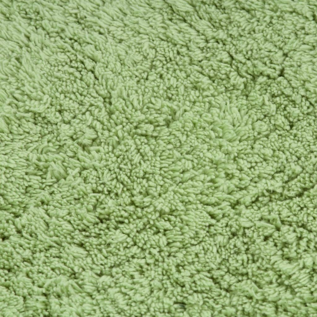 Set di 2 tappetini da bagno in 100% cotone, antistatico, assorbente, fondo antiscivolo, tappetino per WC per calore e comfort, facile da pulire, verde