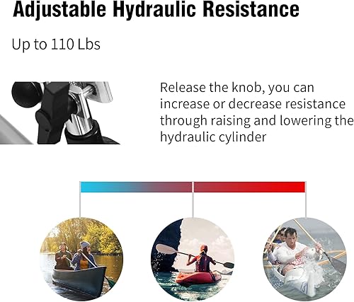 Miniatura 3 de GYMAX Máquinas de remo para el hogar, remo hidráulico con monitor LCD, resistencia ajustable de hasta 110 libras y asiento acolchado grande, máquina