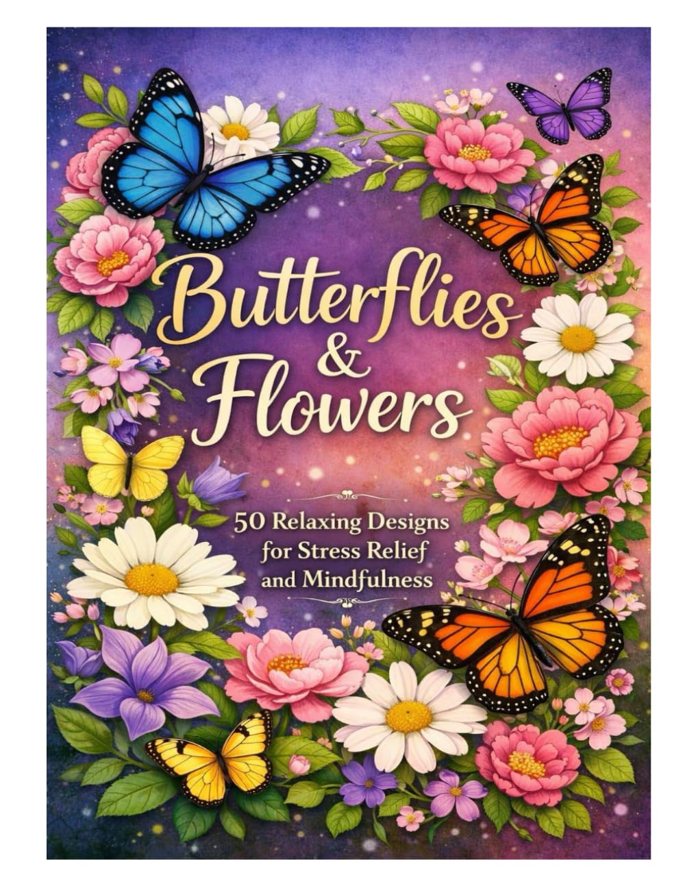 Butterflies & Flowers: 50 Relaxing Designs for Stress Relief and Mindfulness
