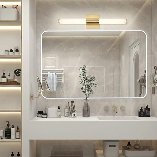 Miniatura 8 de Lámparas LED para tocador de baño, cromo pulido, luz blanca, 4500 K, moderno espejo de tocador de baño, accesorios de luces delanteras (24 pulgadas,
