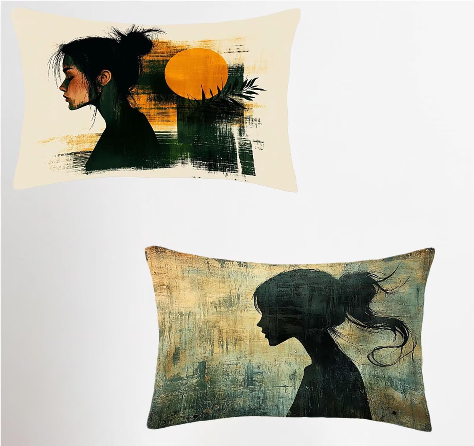 Federe Cuscino 60x80 Set di 2, Donna Federe Cuscini Divano Lino, Rettangolari Copricuscini 60x80cm Con Cerniera Invisibile, Copricuscino per Camera Letto Casa Decorazioni Regalo, Nordico E-7902