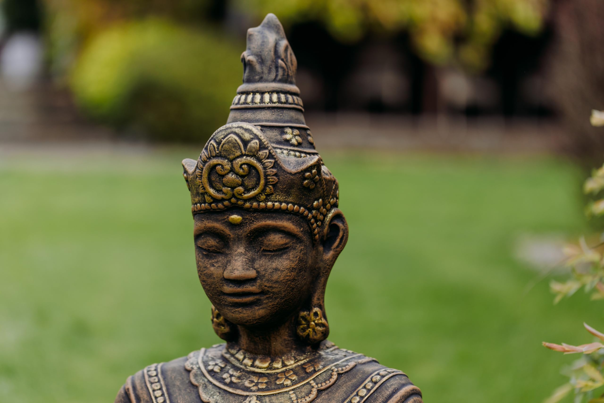 gartendekoparadies.de Statue de Bouddha thaïlandais en pierre moulée résistante au gel, hauteur 80 cm, 75 kg, pour extérieur (doré)
