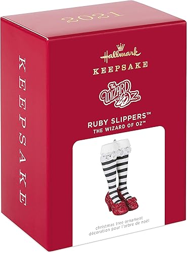 Vista 3 de Hallmark Keepsake Adorno de Navidad 2021, zapatillas de rubí del mago de Oz El mago de Oz Ruby Slippers