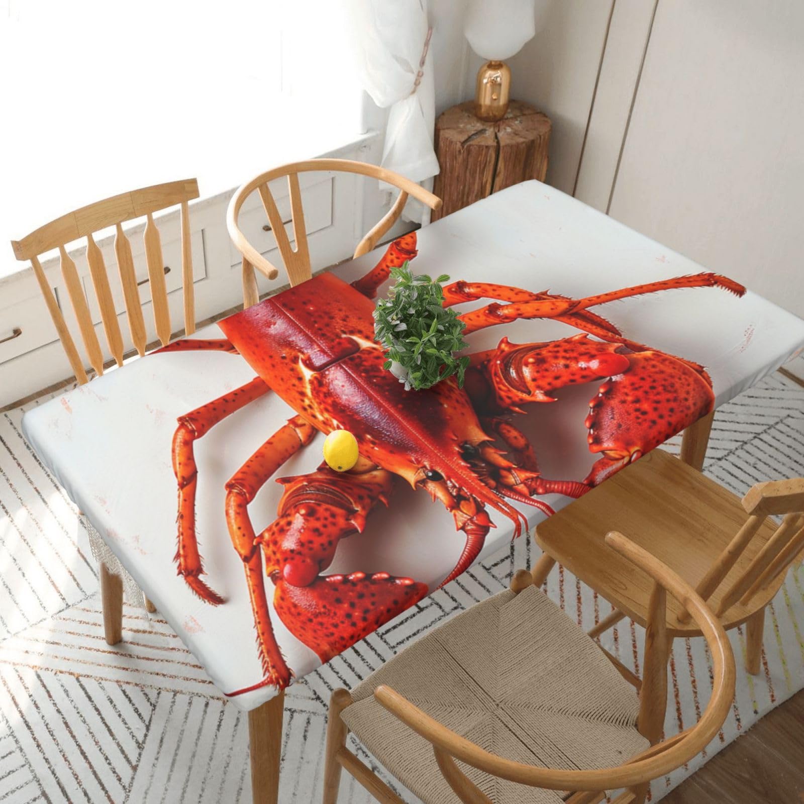 WPKJU Lobster Printed Tablecloths 5ft Rectangular Table Covers Washable Polyester Decorative Table Cloth for Dining Table Picnic Wedding