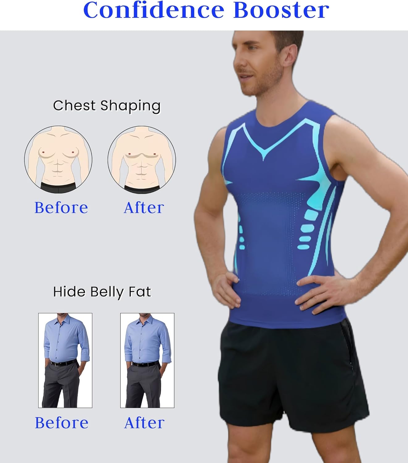 Compression Shirt Men Slimming Body Shaper Vest Crewneck Workout Shirts Tummy Control Undershirts - Image 5