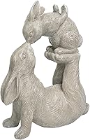 Newman House Studio Kissing Bunny Garden Statue - Polystone Mother Baby Rabbit Figurine, Outdoor Yard Decor 11.8" L x 4.8" W x 14.6" H