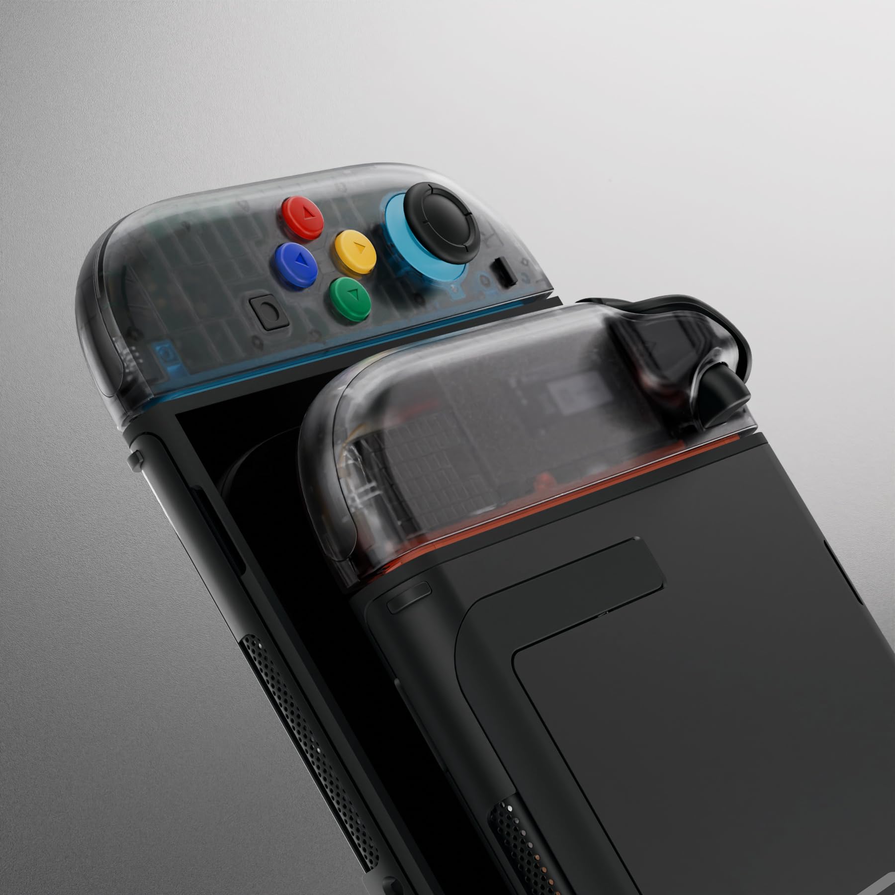 eXtremeRate Cover Tasti Kit + Levette Analogiche 3D Ricambio per Nintendo Switch 2 Controller - Transparente Nero