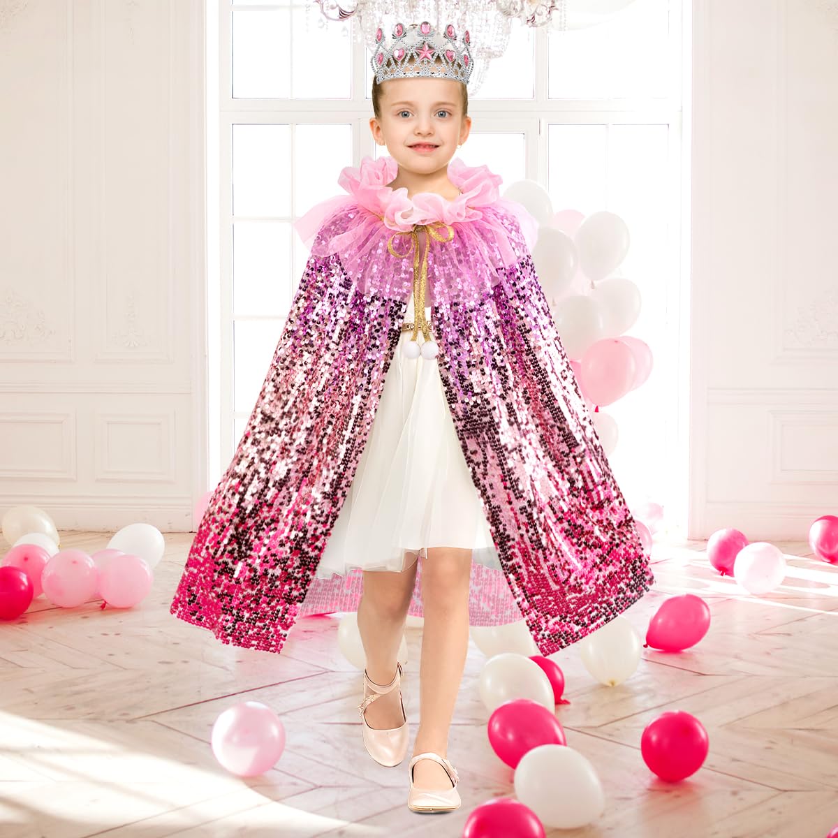 Meland Principessa Dress Up per ragazze 3-8, mantello rosso principessa (rosso)