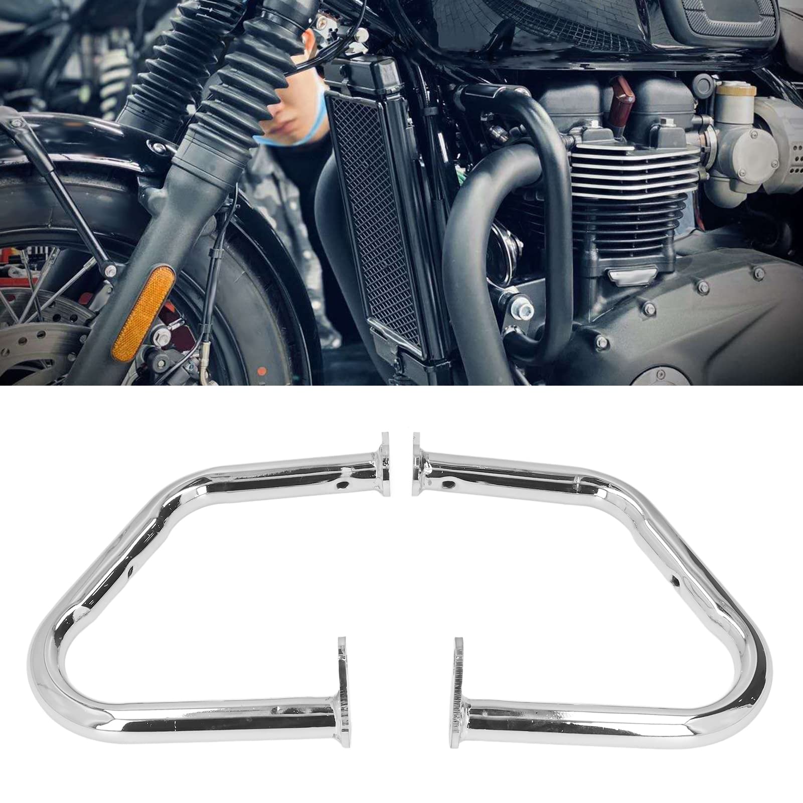 Drążek do zderzenia silnika motocyklowego, 2 szt. Osłona silnika motocyklowego, lewa prawa, Stalowa listwa zderzeniowa, Zamiennik części motocyklowych do Bonneville Thruxton (platerowanie)