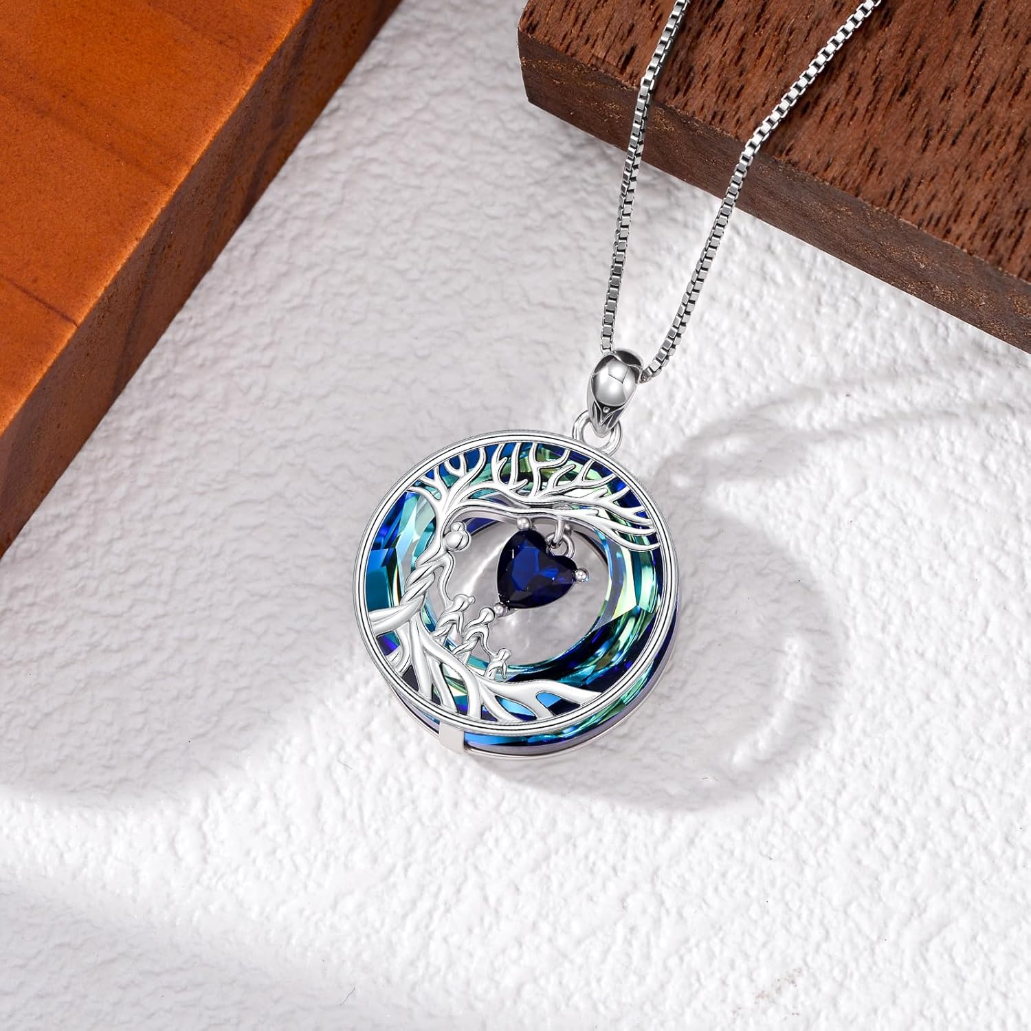 PROESS Gifts for Mom 925 Sterling Silver Tree of Life Necklace Crystal Mother and 1-4 Daughter Son Jewelry Birthday Christmas Gifts for Women Mother Daughter Wife Grandma - Image 2