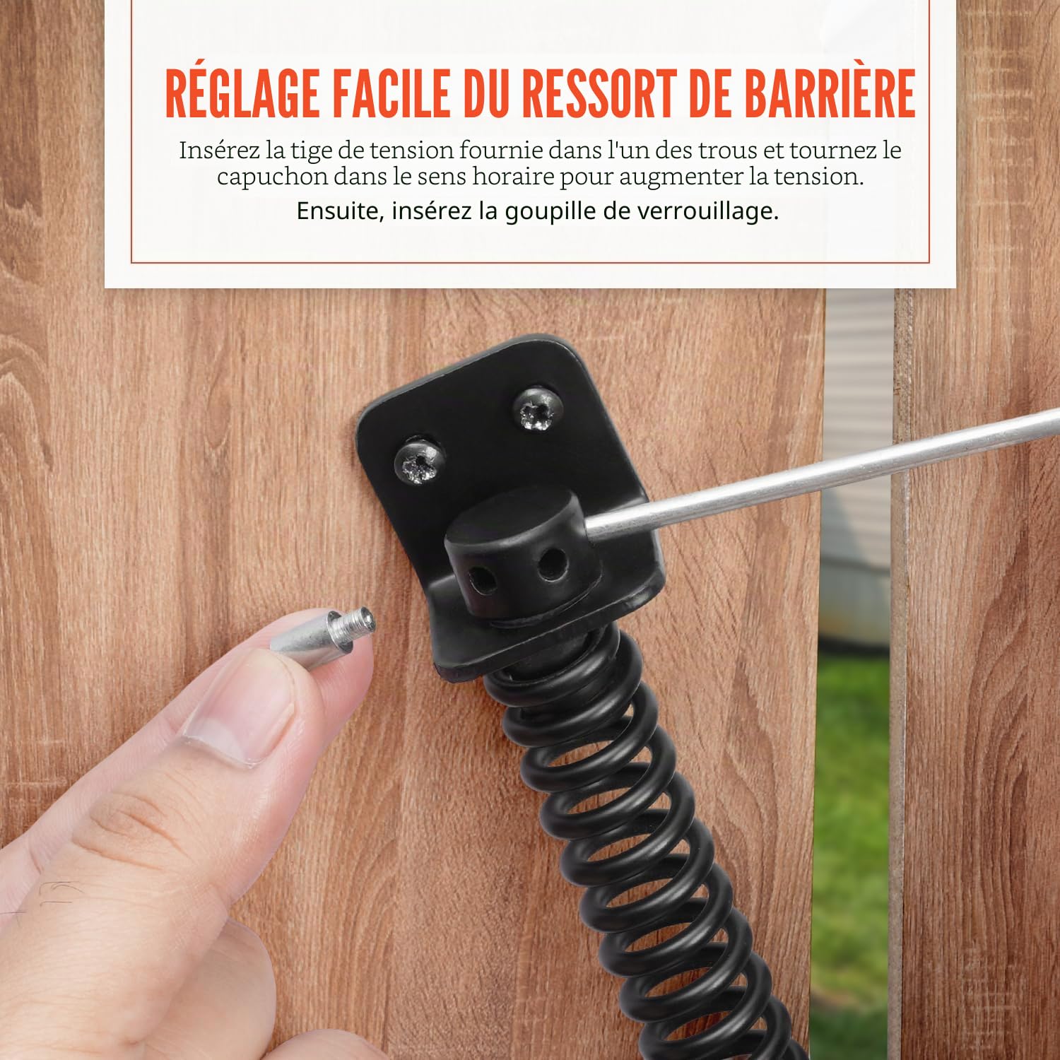 Fermeture à ressort pour portail en bois | Ferme-porte automatique à ressort en métal réglable de 20,3 cm avec revêtement en poudre noire, idéal pour une utilisation en extérieur, ferme-porte avec