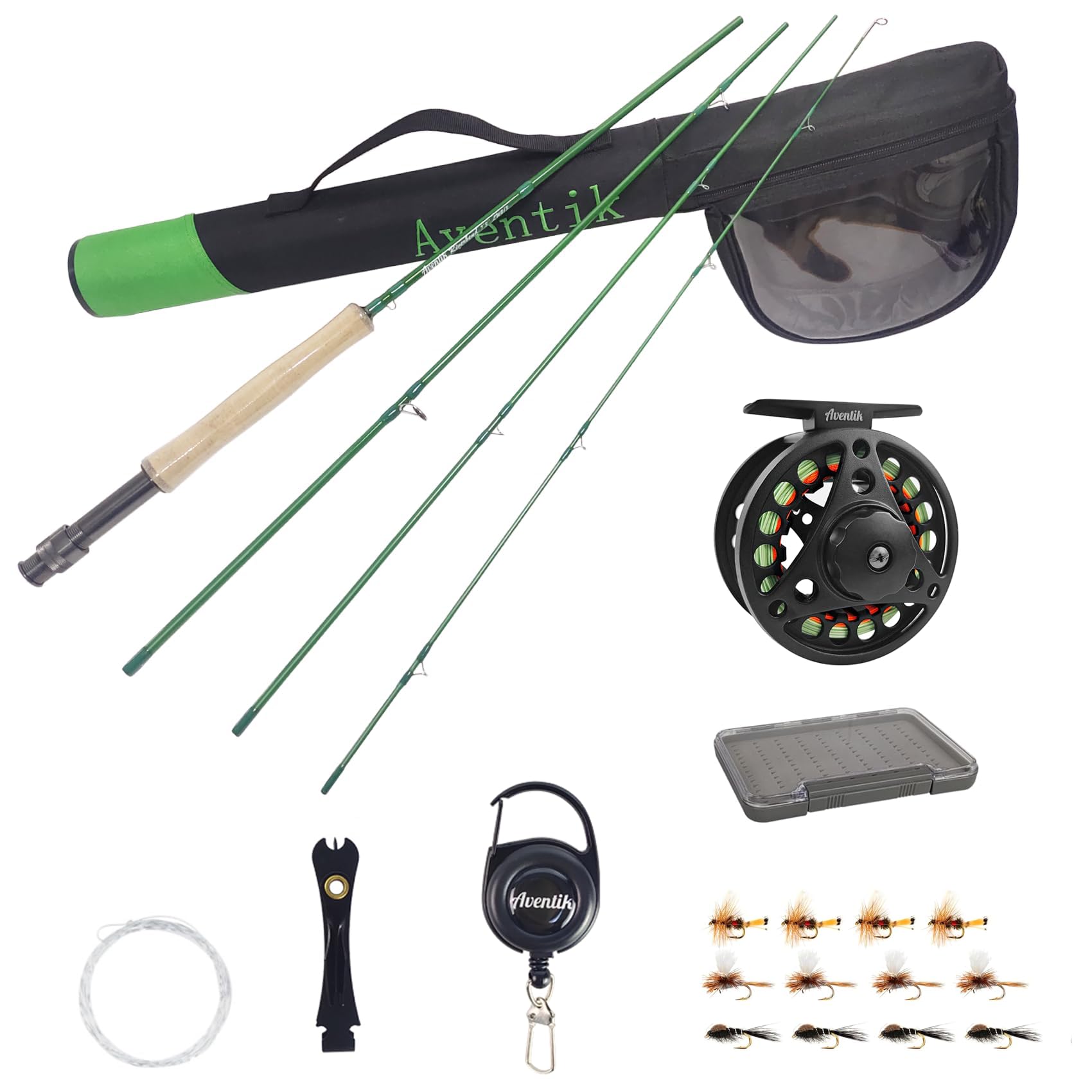 Aventik Fly Fishing Riverbend Series Lightweight Fly Fishing Rod and Reel Combo with Fly Box Case?Fishing Flies?Carrying Case and Accessories Medium Fast Action (9'0'' LW5 Kit)