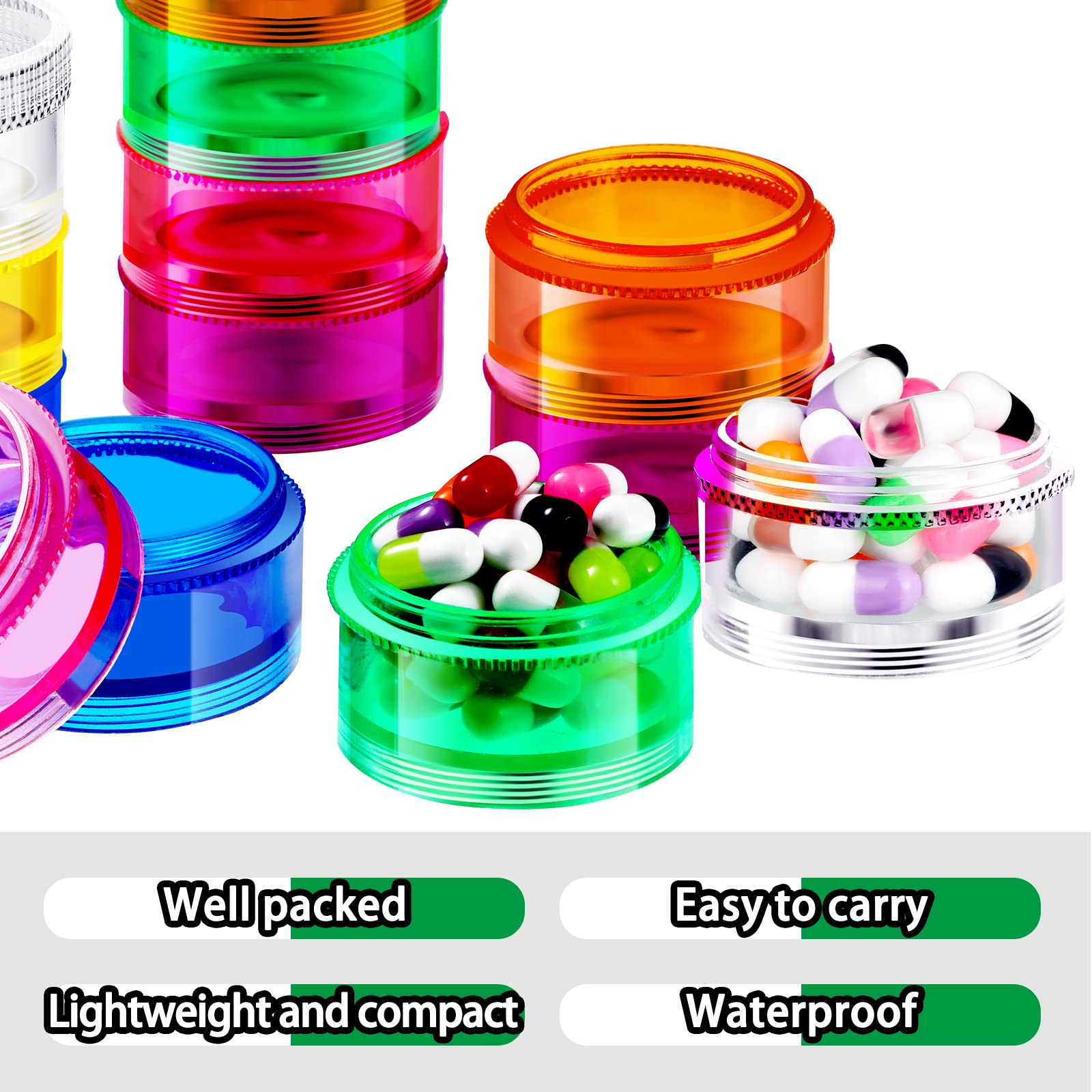 Sieral Lot de 8 piluliers empilables pour 7 jours avec couvercles pour médicaments, vitamines et compléments alimentaires