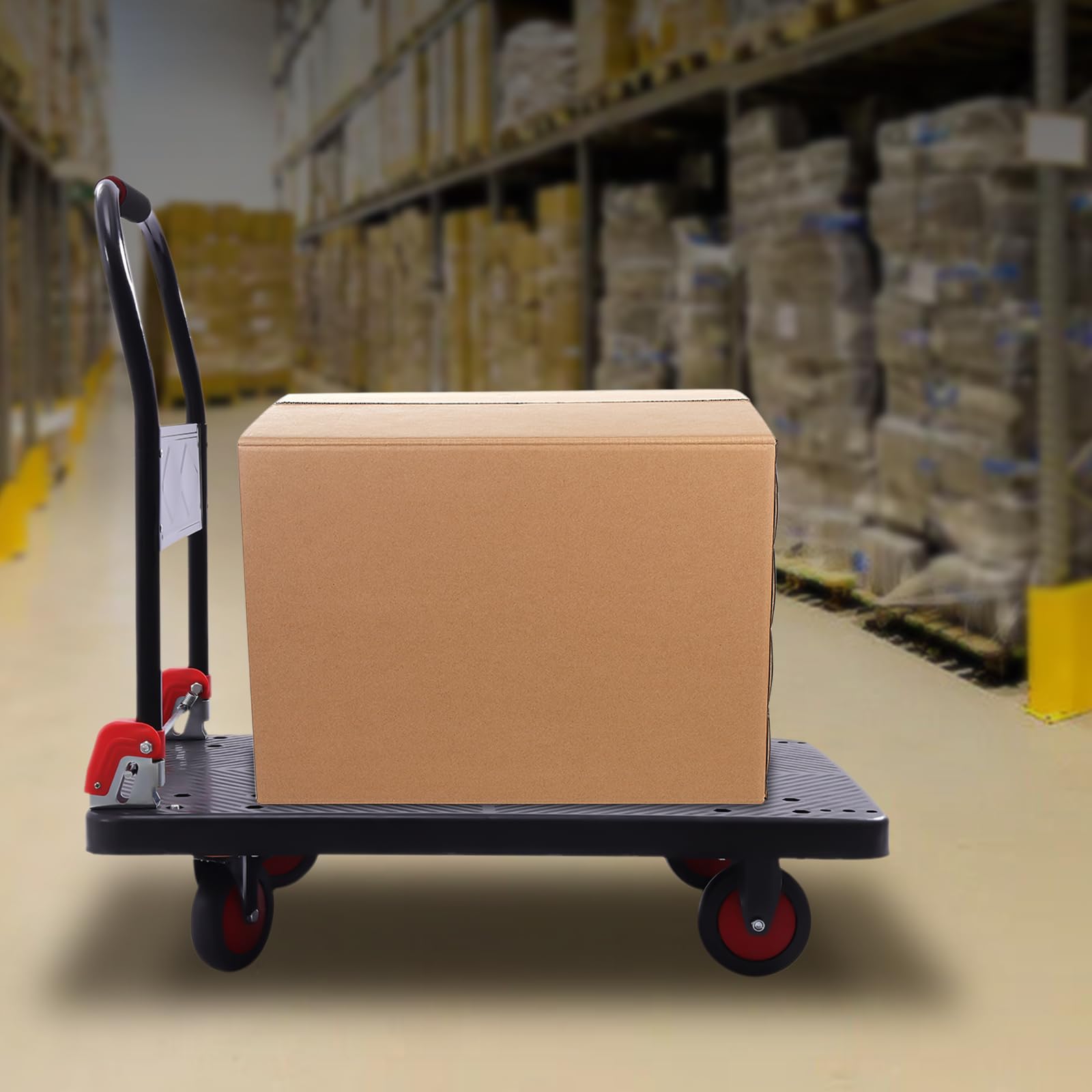 Carro de transporte, carretilla plegable con una sola mano, 400 kg, carro de plataforma, carro silencioso (con frenos)