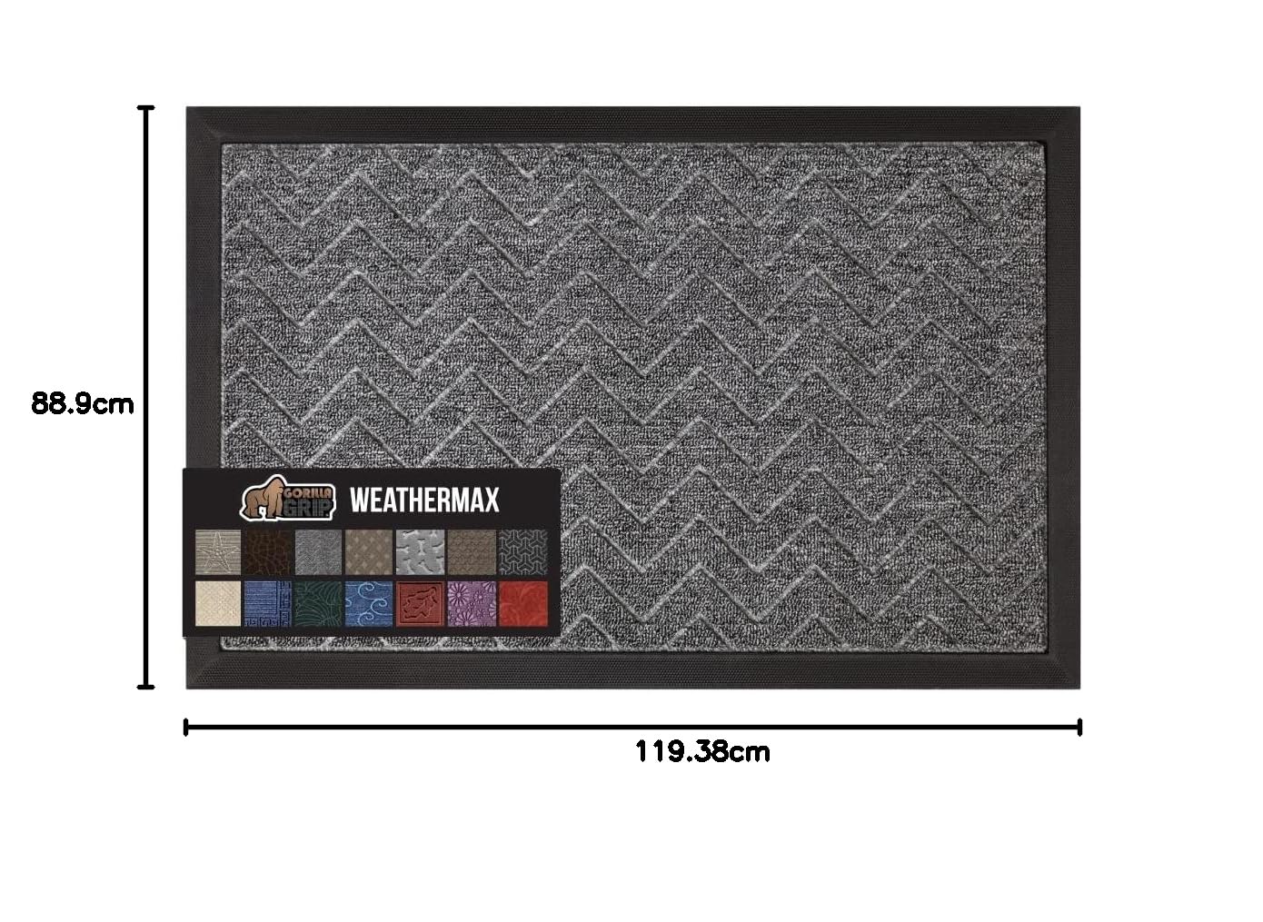 Gorilla Grip Zerbino in gomma resistente, originale, 119 x 89 cm, resistente, per interni ed esterni, impermeabile, facile da pulire, a basso profilo, per ingresso, patio, aree ad alto traffico,