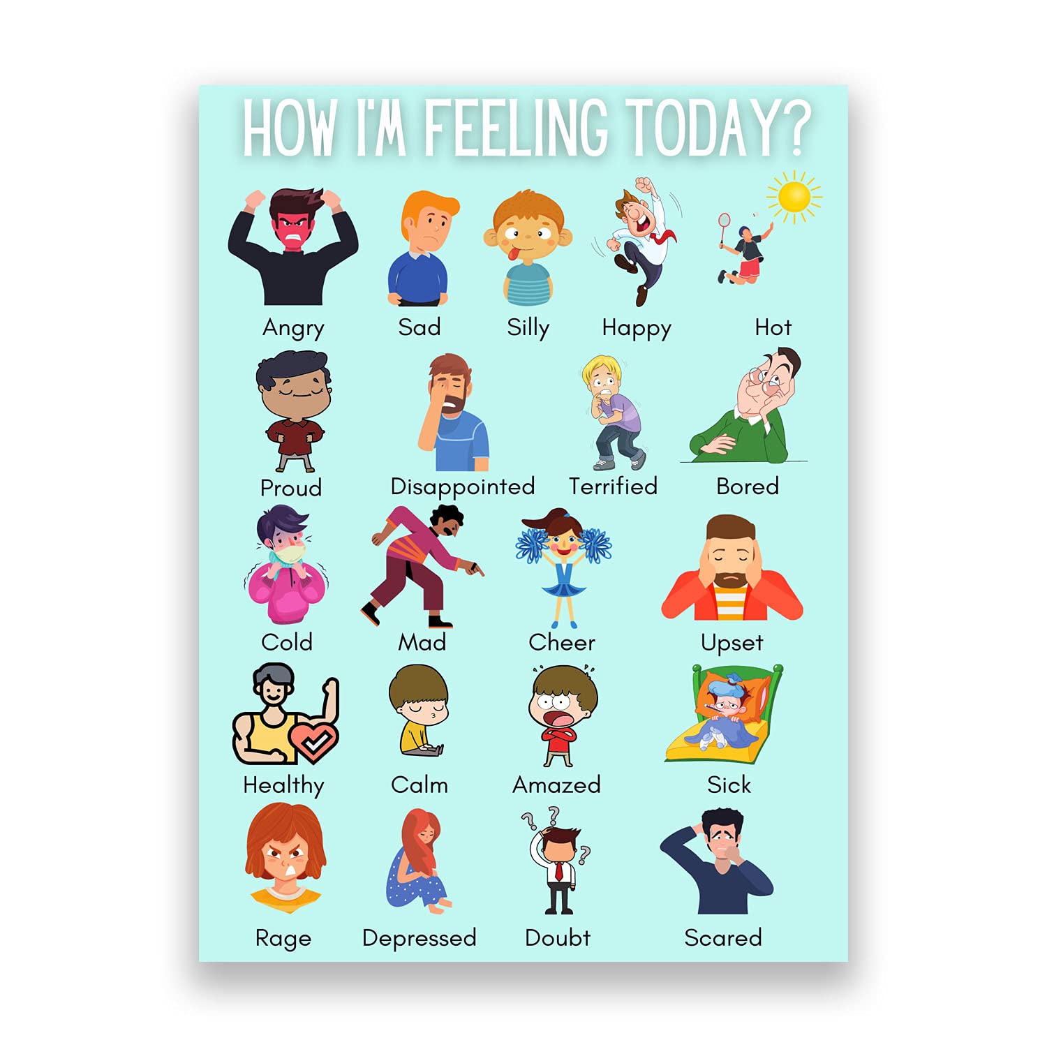 "How I'm Feeling Today?" - Feelings Chart( Emotions Poster ) for Toddler and Kid | Perfect for Homeschool or Classroom ( Laminated, 11.7 x 16.5Inch ) Paperback – 1 January 2021
