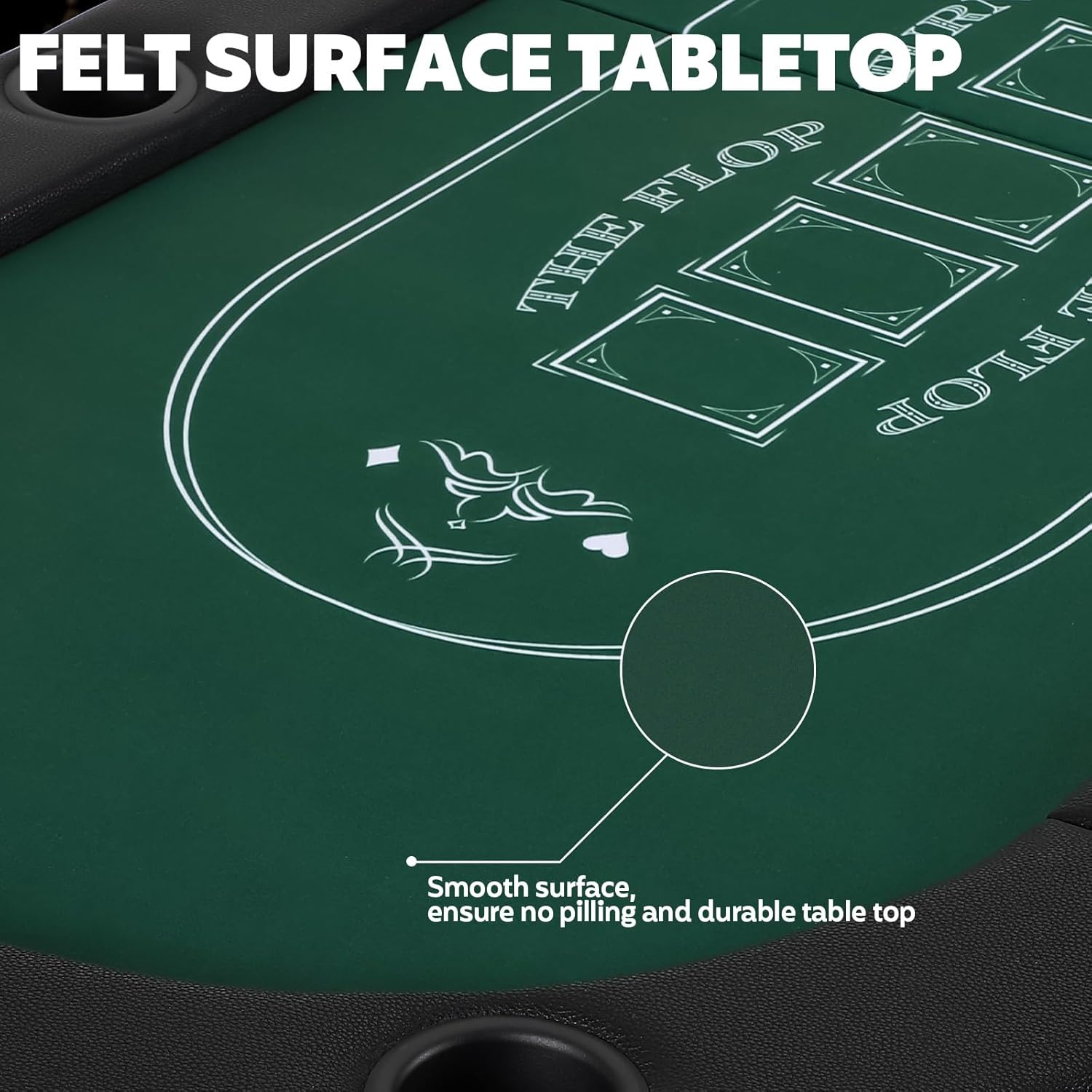 Poker Table Foldable, 72 Inch 8 Player Folding Poker Table, Portable Game Table with Cup Holders, Texas Holdem Poker Tables, Green