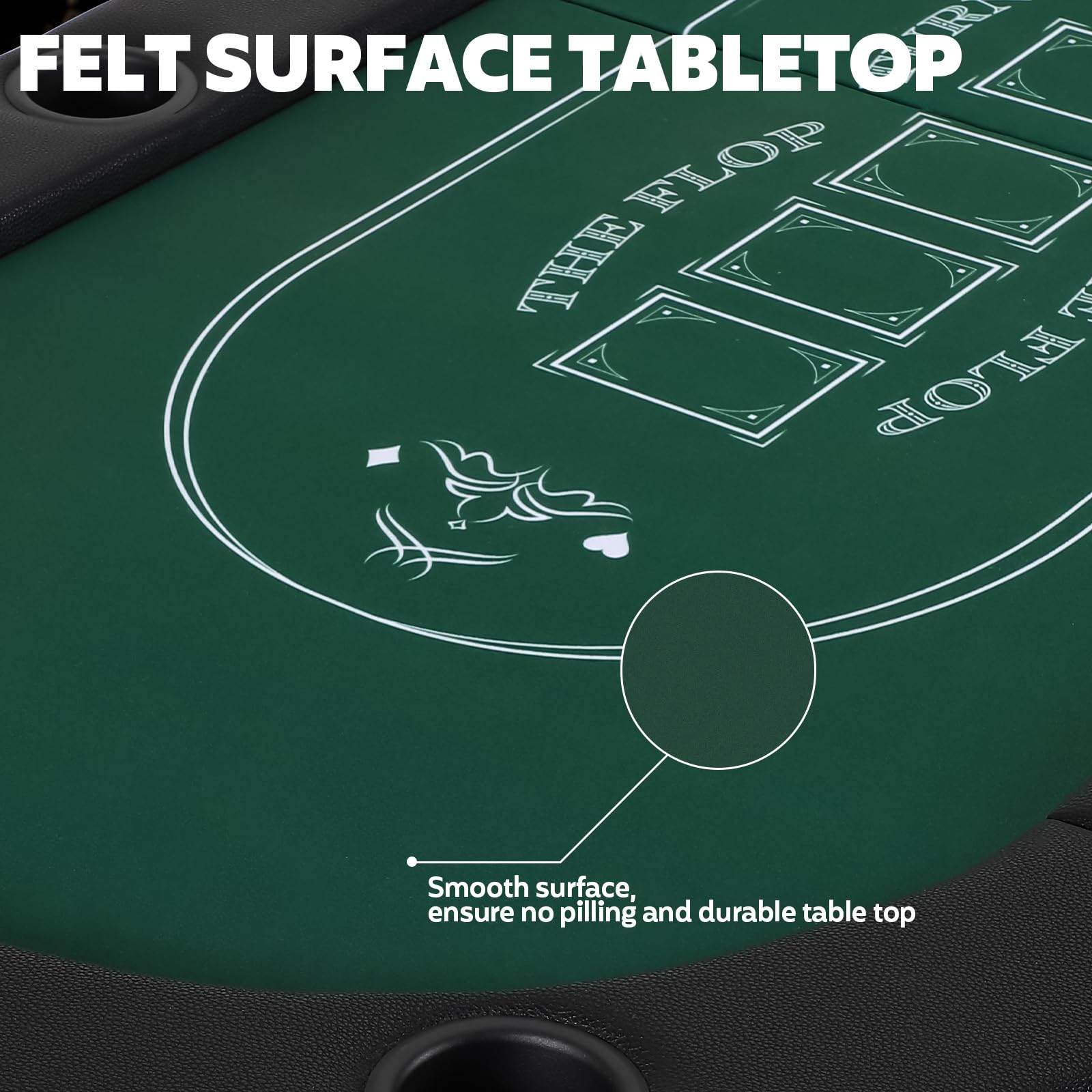 FAHKNS Mesa de póquer plegable para 8 jugadores, mesa de póquer plegable de 183,9 cm, mesa de blackjack de Texas, mesa de juegos para casino, mesa de juegos portátil plegable con soporte para bebidas