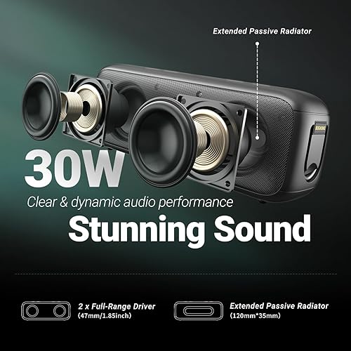 Miniatura 2 de BOGASING Altavoz Bluetooth G6, altavoces inalámbricos portátiles con sonido estéreo fuerte de 30 W, tiempo de reproducción de 35 horas, IPX6