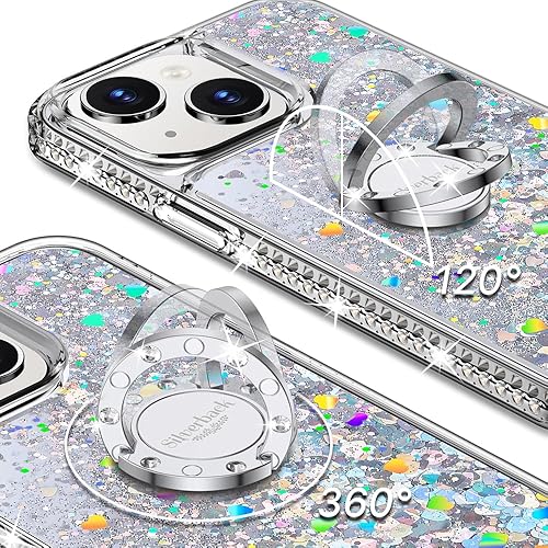 Miniatura 2 de Silverback Funda para iPhone 13 con soporte de anillo, para mujeres y niñas, bonita funda protectora con anillo de diamante para iPhone 13 de 6.1