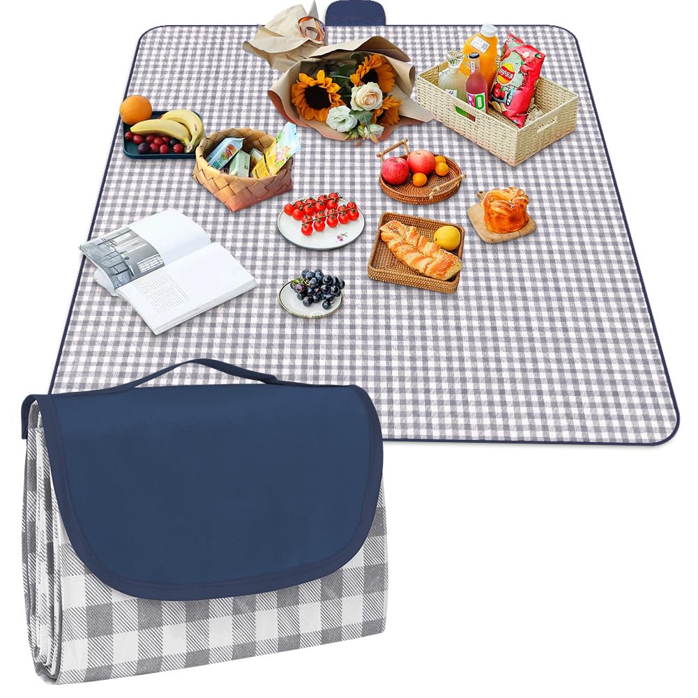 AYBUY Picknickdecke, 200 x 200cm, Faltbare Campingdecke mit wasserdichter Unterseite，Sandfeste Strandmatte mit Tragegriff，Waschbar Picknickdecken für Outdoor, Camping, Strand, Park