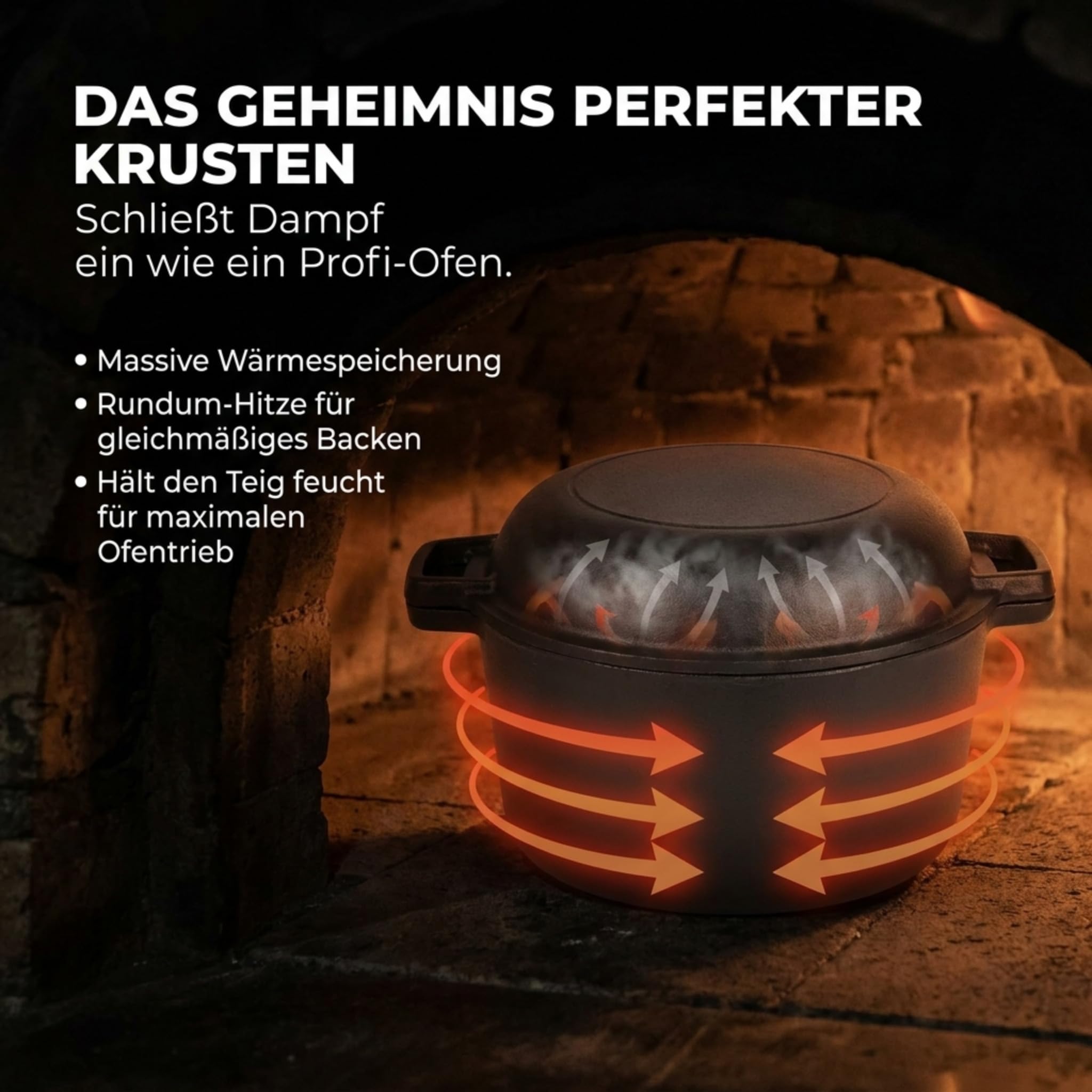 Homira Gusseisentopf 26 cm – Brotbackform & Pfanne in einem, Induktionsgeeignet Brotbacktopf, Brotbacken