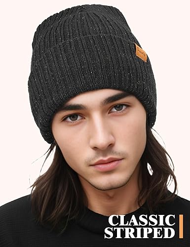 Miniatura 2 de Gorros de lana para hombres y mujeres, gorro de invierno de forro polar, gorro de punto grueso, gorro térmico para nieve, regalo con puños