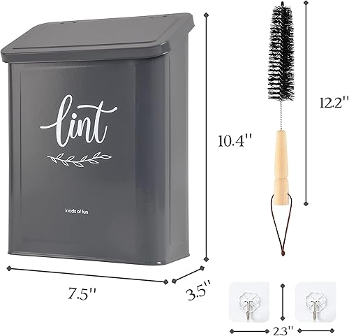 Miniatura 2 de PERFNIQUE Contenedor magnético de pelusa para cuarto de servicio con cepillo para pelusas, soporte de pelusa montado en la pared con tapa para