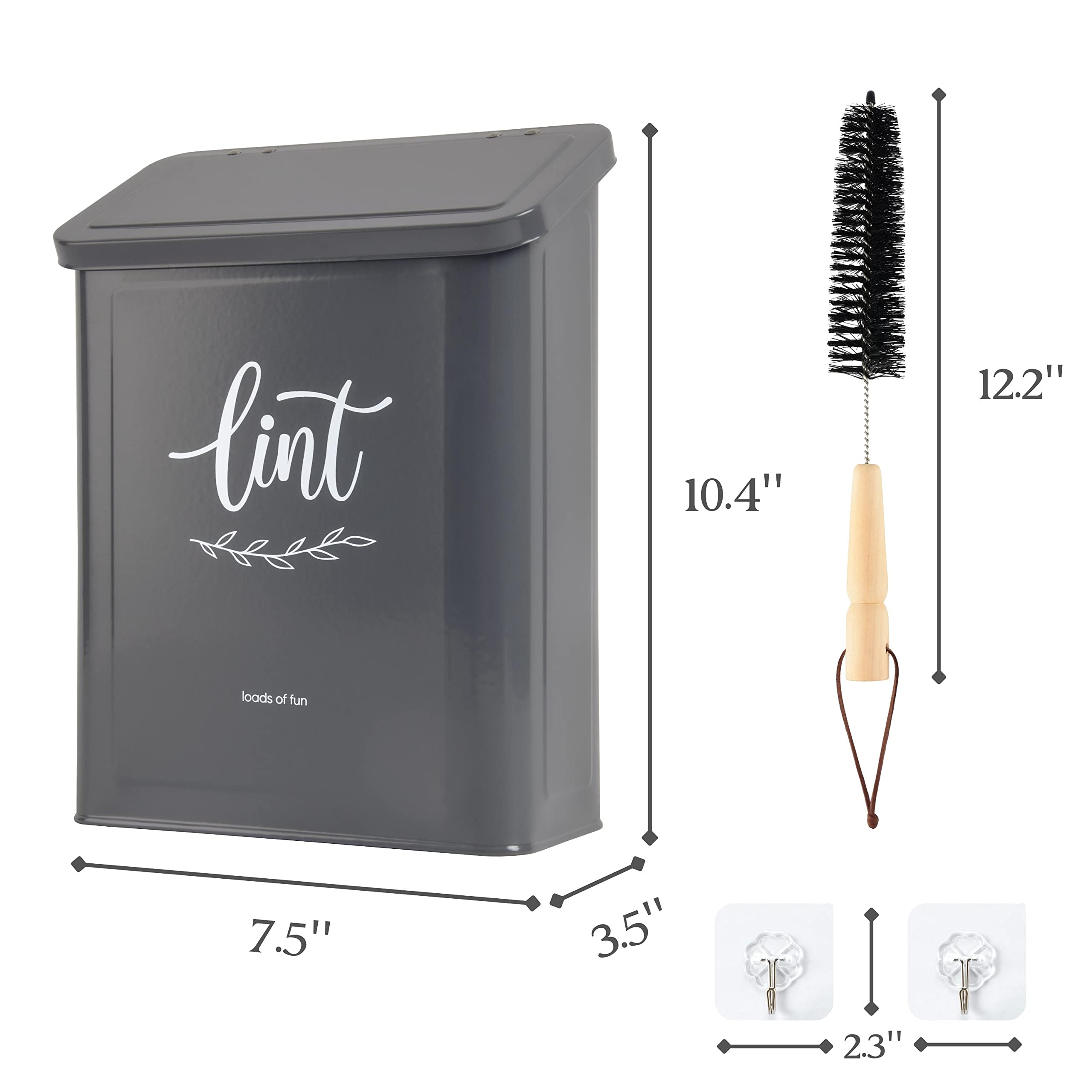 PERFNIQUE Lint Bin for Laundry Room with Lint Brush, Wall