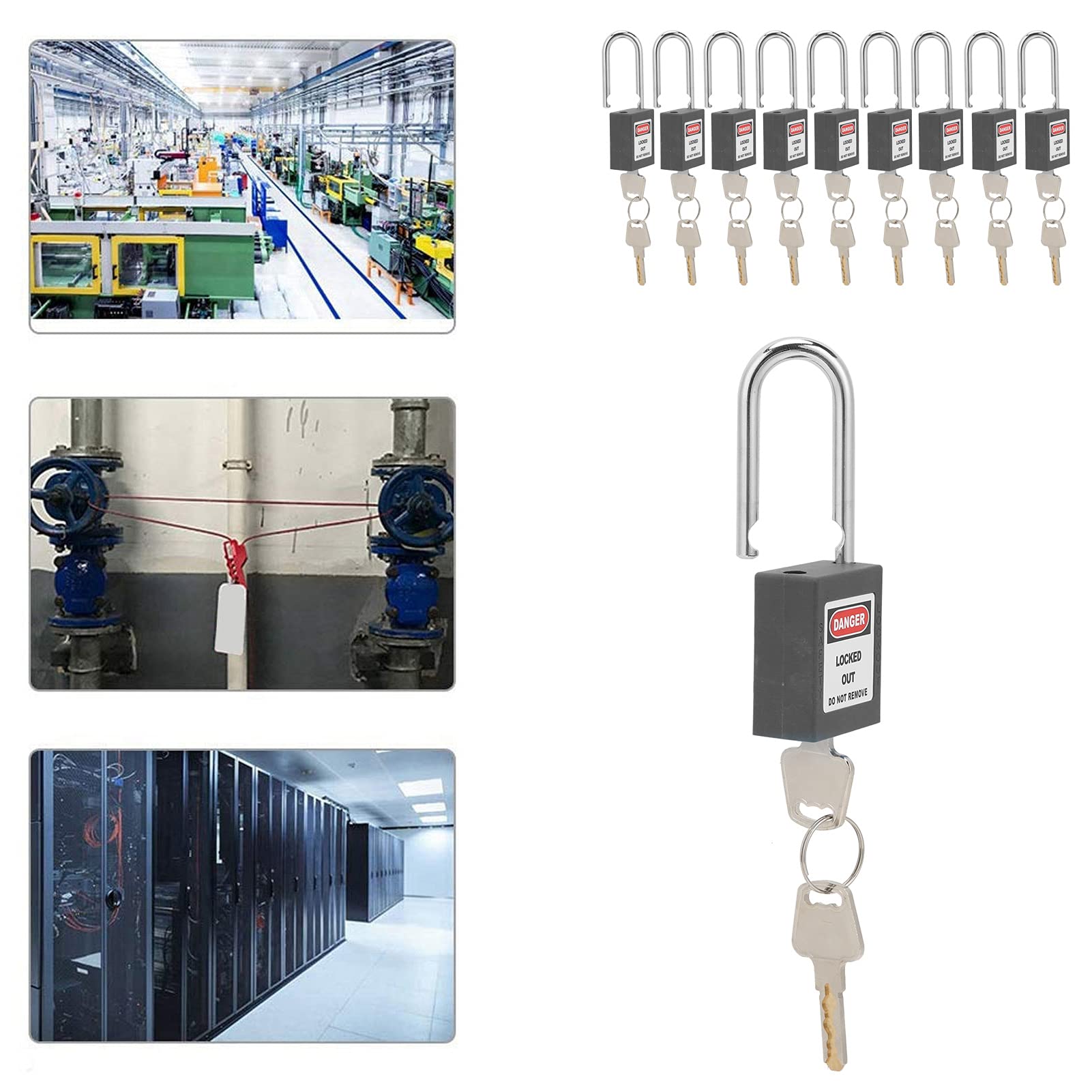 Sonew Safety Lockout Padlock Kit, 10 Padlocks with 20 Keys - Image 3